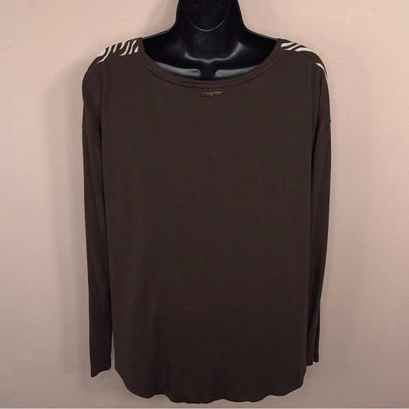 LARGE MICHAEL MICHAEL KORS BROWN ZEBRA PRINT TOP FAUX FUR FRONT - Picture 2 of 13